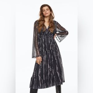 NWT H&M Long Black Pattern Dress - S